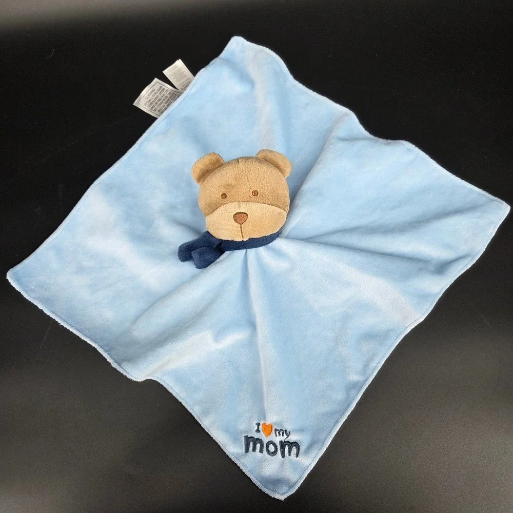 Child of Mine by Carters Baby Security Blanket Blue Bear I Love My Mom Lovey
